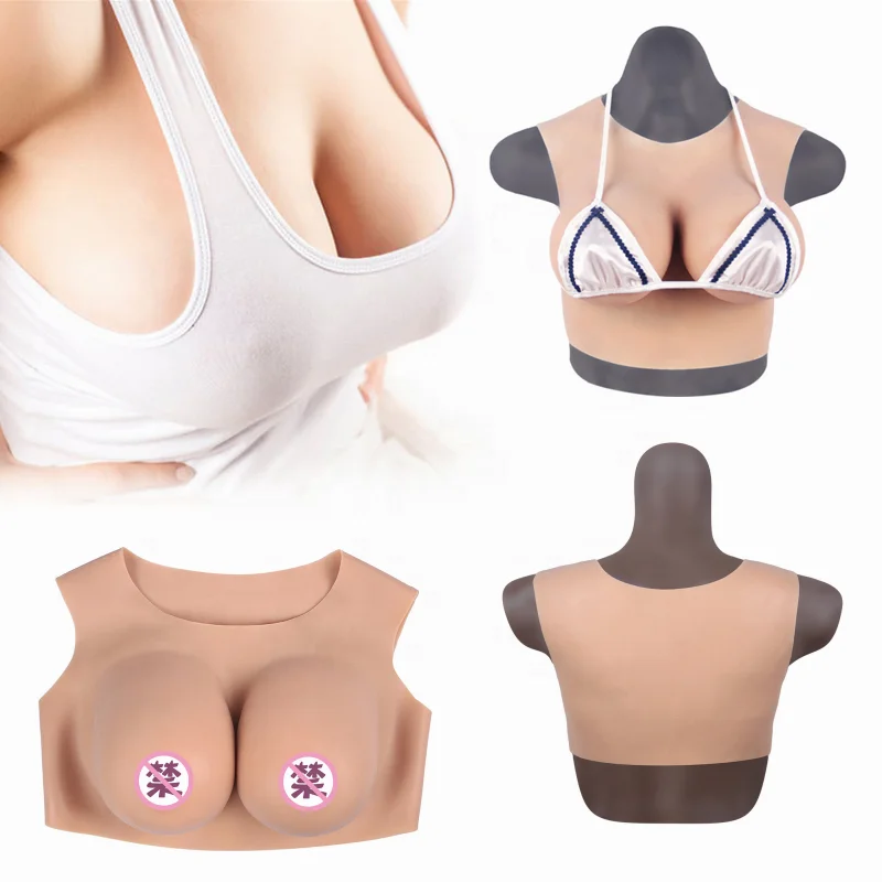 Simulation Chest B C D E G Cup False Breast Forms Cosplay Drag Queen Male to Shemale Realistic Round Collar Silicone Fake Boobs