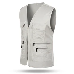 outdoor men's multi pockets sleeveless casual jacket vest for travel photography fishing