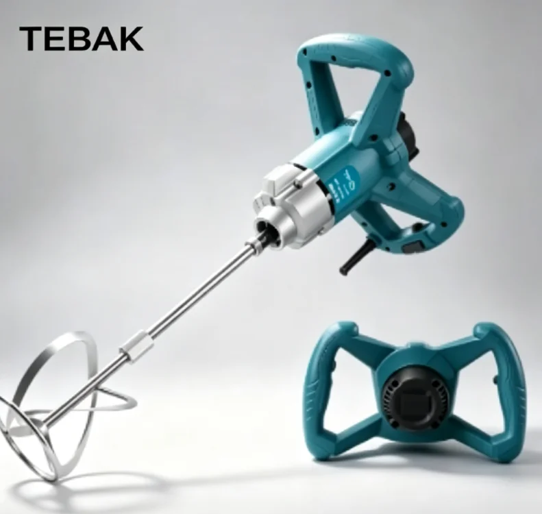 TEBAK Portable Electric Mixer; Handheld Cement and Mortar Mixer; Paint, Coating, Putty, Brick Bonding and Grouting Mixing Tool