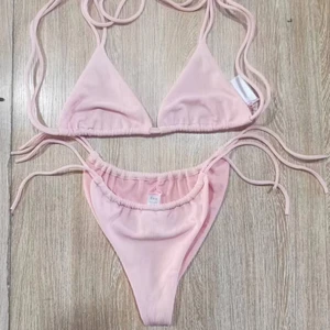 Factory Hot Sale Sexy Open Halter Thong String Bikini for Girls High Waist Two-Piece Swimwear with OEM Services