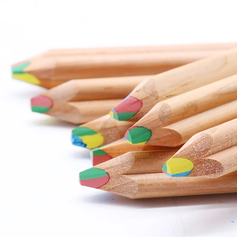 Нетоксичный карандаш без запаха 4 цвета в 1, свинцовый Радужный цветной карандаш из кедрового дерева, цветные карандаши для детей
