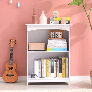EDULAND Customized Modern Safety Two-Shelf MDF Wooden Kids Living Room School Use Toddler Furniture Bookcase Toy Organizer
