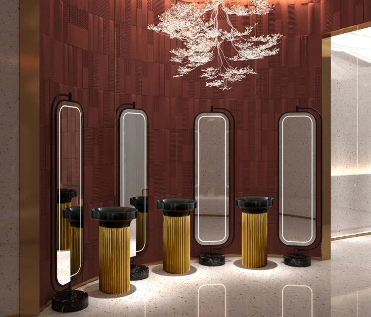 Italy Design Round Luxury Gold and Black Resin Pedestal Wash Basin Crystal Bathroom Sink Freestanding Transparent Art Basin Sink