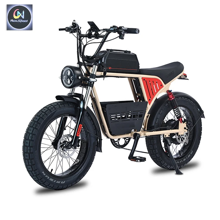 مقعد طويل تعليق كامل ريترو Ebike 1000W دراجة كهربائية بإطارات سميكة