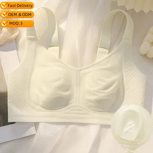 Women's Summer Everyday Style Bra Seamless Full Cup Rabbit Ear Design Solid Adjusted Minimizer for Large Bust Thin BH