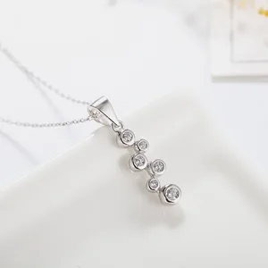 POLIVA Simple Personality 925 Sterling Silver Pendants Jewellery Rhodium & Gold Plated Fashion Zircon Wave Pendant Women's