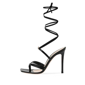 Beautiful Women Heeled Ankle Wrap Thong High Heels Lace up Flip Flops Square Toe Sandals Strappy Ladies Shoes