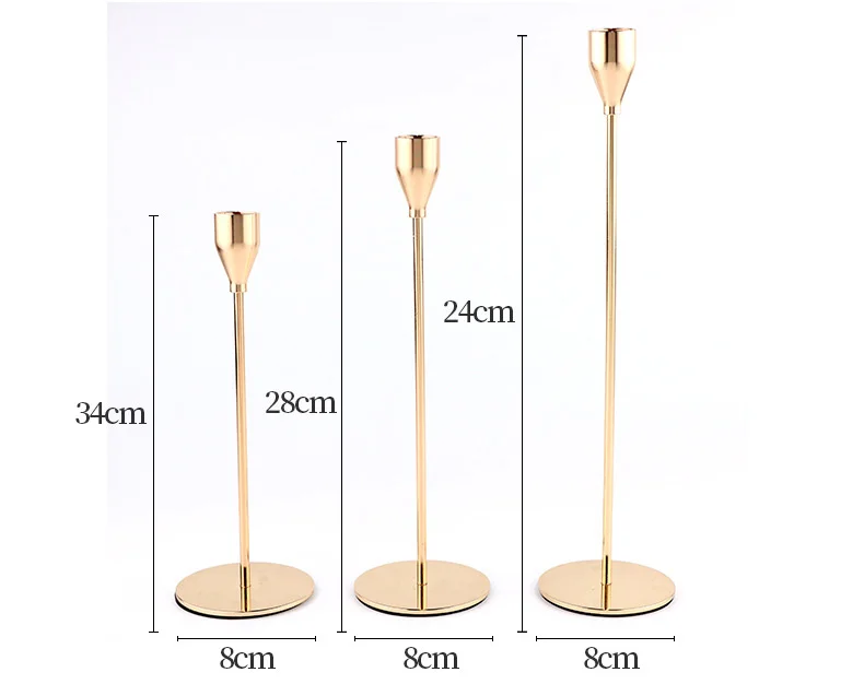 Modern Luxury Brass Candlestick Holders Set Of 3 Gold Wedding Home ...