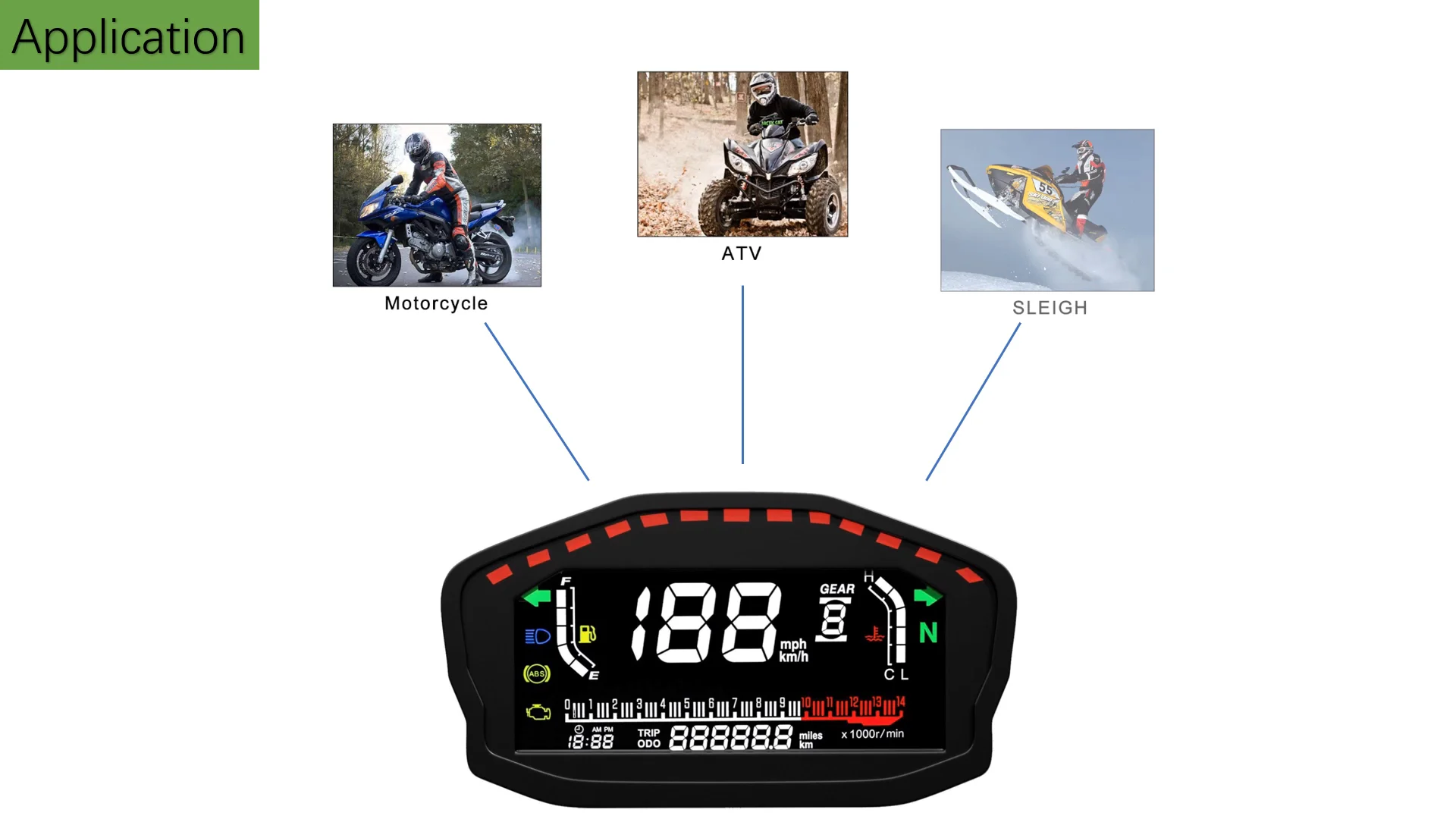 New Design Multifunction 165mm Lcd Gps Speedometer With Rpm Fuel Gauge