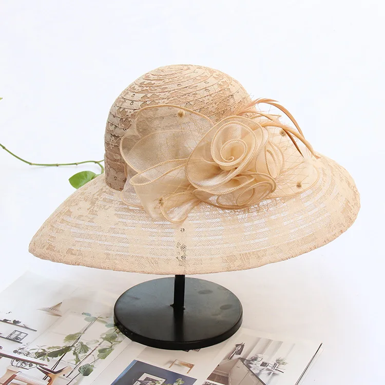 Women Organza Top Hat Kentucky Derby Wedding Party Lace  display picture 1