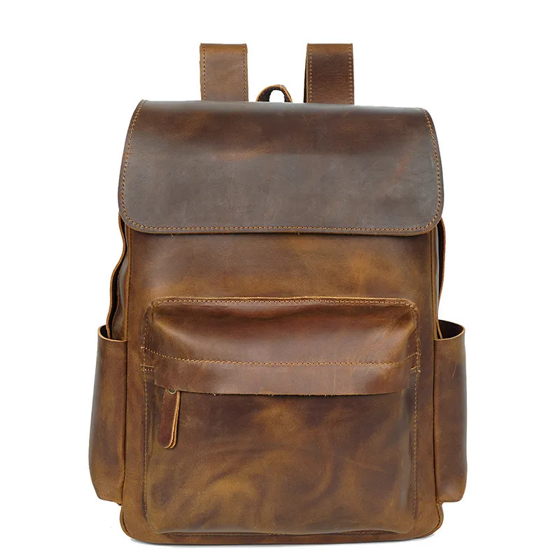 In Stock Men's Backpack Europe and America Retro Leather  Backpack Luxury Laptop Backpack