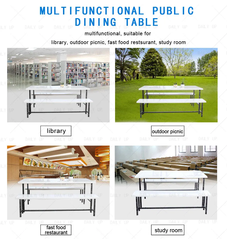 Dining Table And Chair Set 6 8 Seaters Removable Steel Frame Public Chair Desk And Chair Combo For School Canteen Restaurant