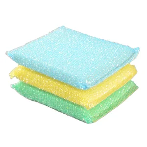 High Quality Dish Pot Scourer Silver Gloden Wire Sponge Pads Kitchen Cleaning Foam Sponge Pad Silver Non-Scratch Scourer