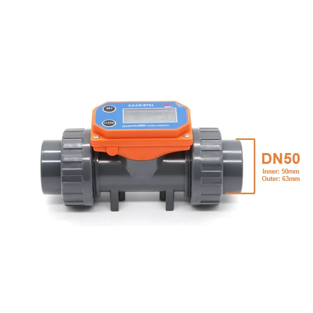 2 Inch Digital Turbine Flow Meter with LCD Display, PVC Pipe 50/63mm ...
