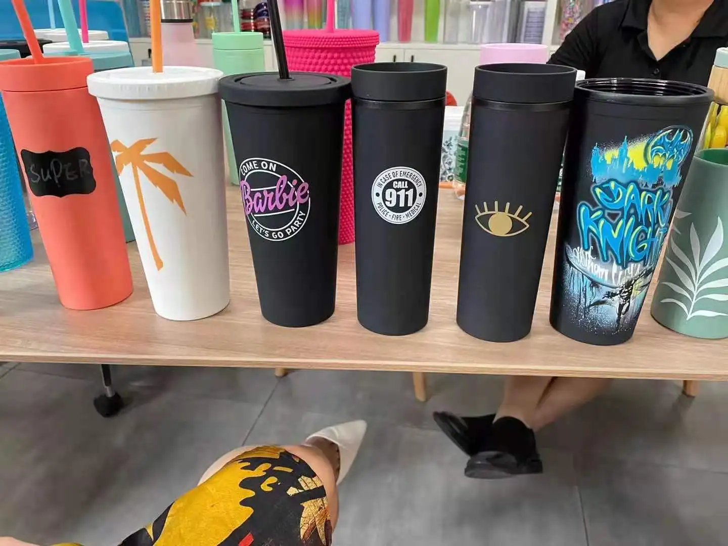 Customized Slim Skinny Acrylic Pastel Colored Semimatte Tumblers 16oz