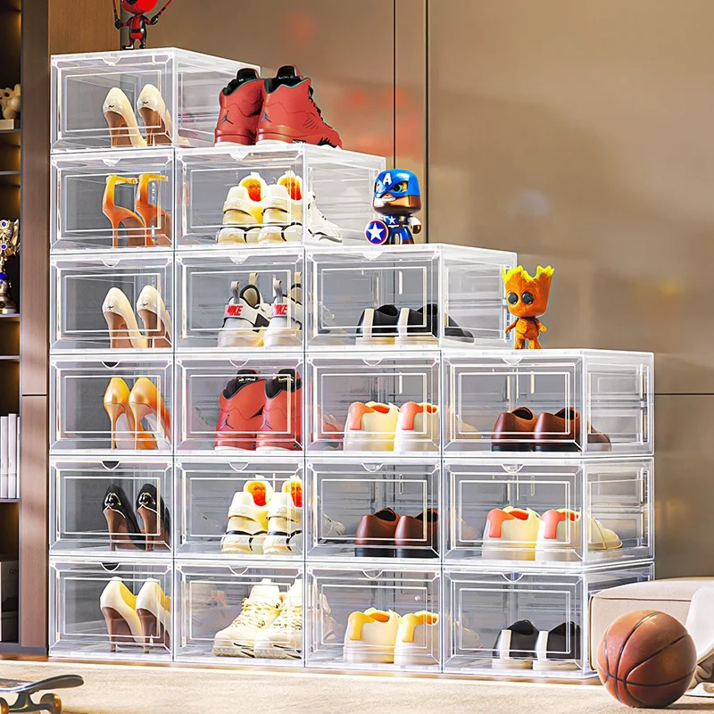 Clear Plastic Multifunctional Shoe Box Storage Organizer Rack OEM