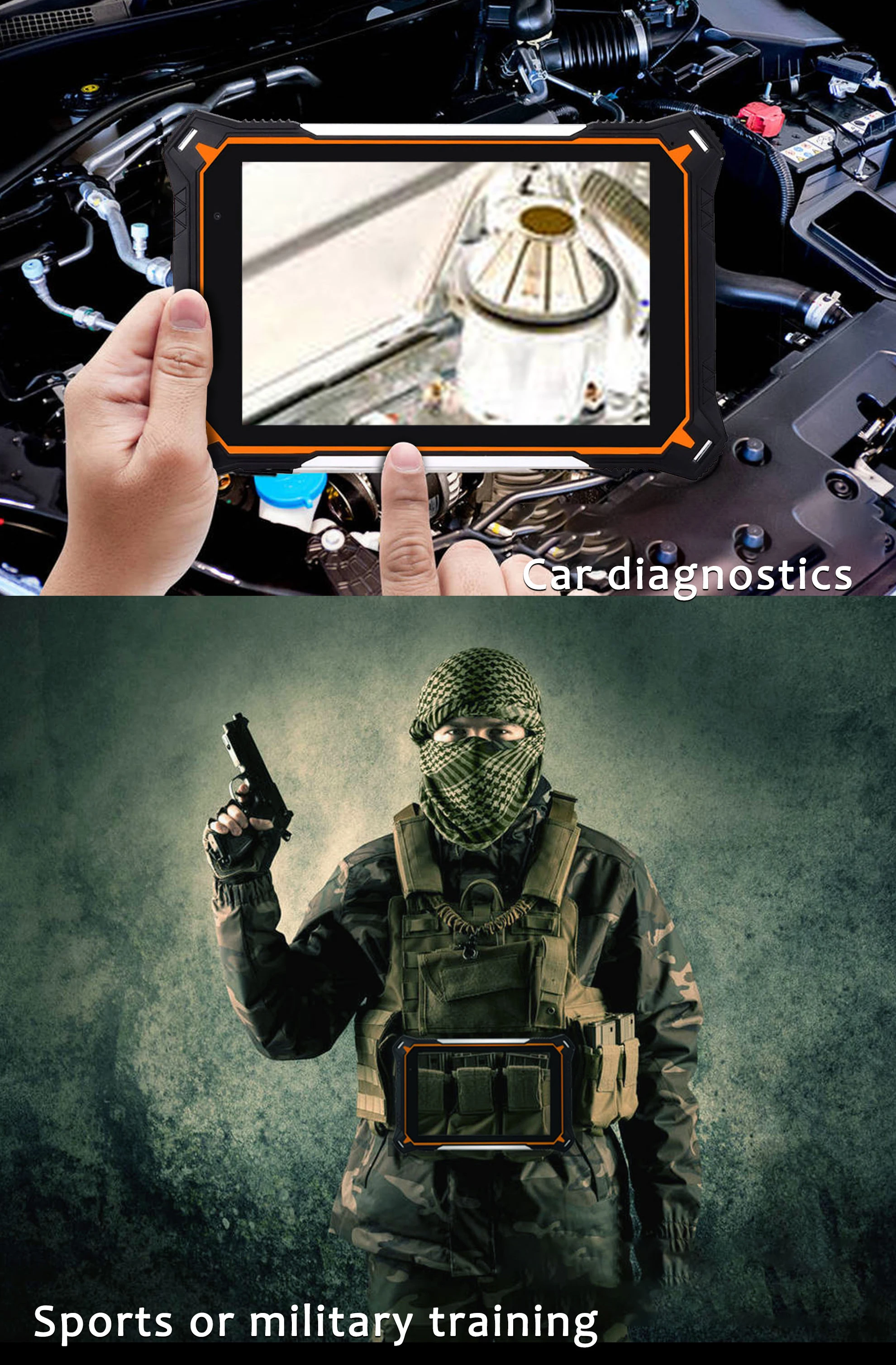 Cheapest Factory 8 Inch Android 12 FHD1200*1920 6+128G 10000mAh IP68 Ruggged Tablet PC 400CD/M2 BT5.0 PAD Rugged Computer PCs