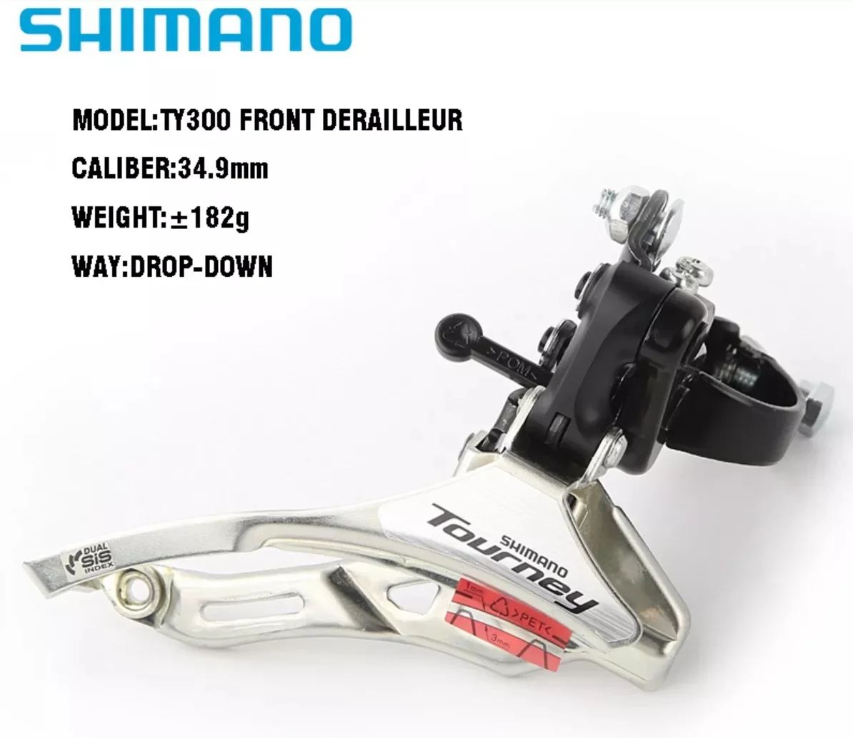 Shimano FD-TY300 Front Derailleur - 6/7/8 Speed Compatibility