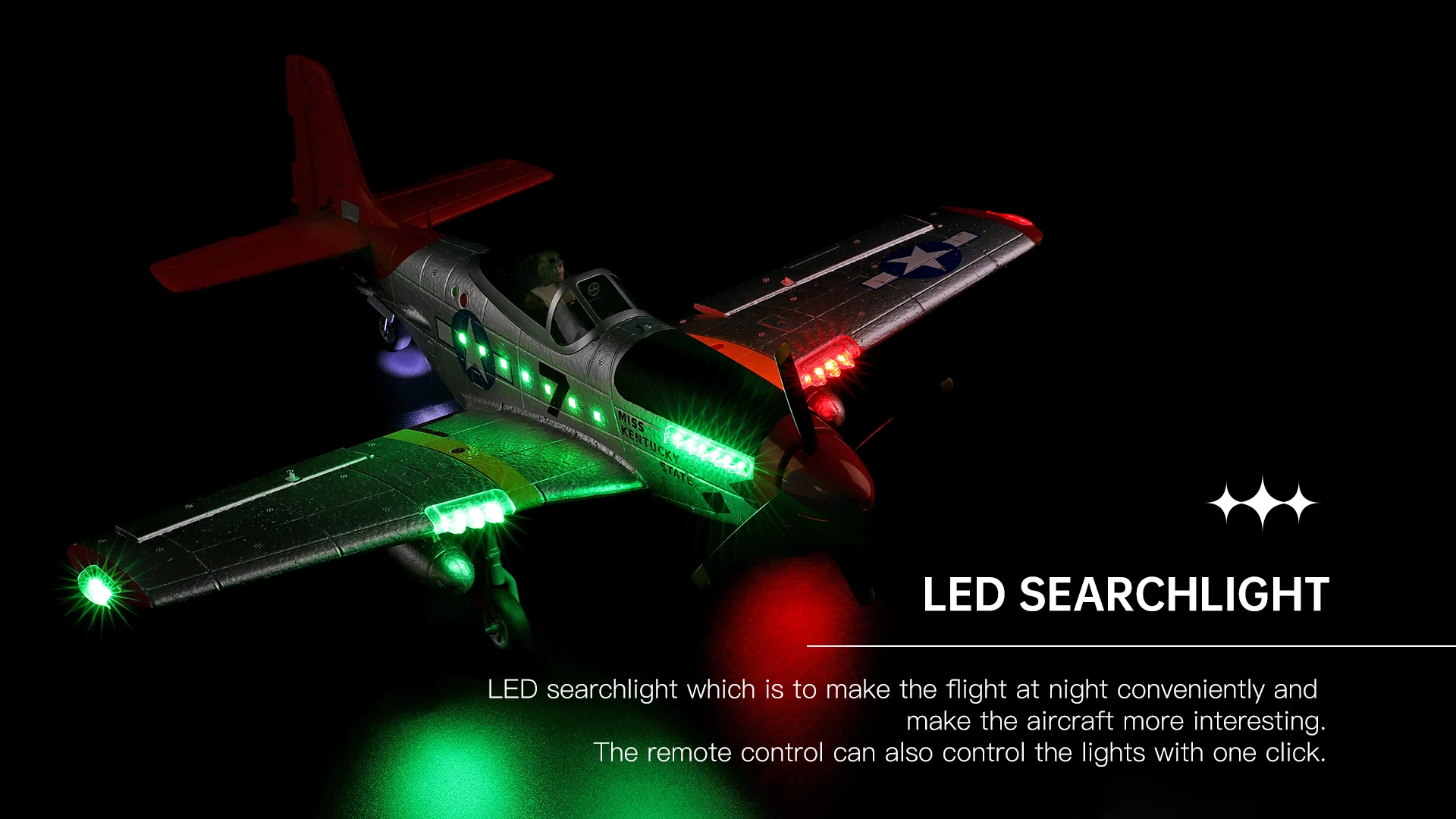 HOSHI WLtoys A280 RC Airplane P51 Fighter Simulator 2.4G 3D6G Mode Glider Fixed Wing with LED Light Radio Control Toys