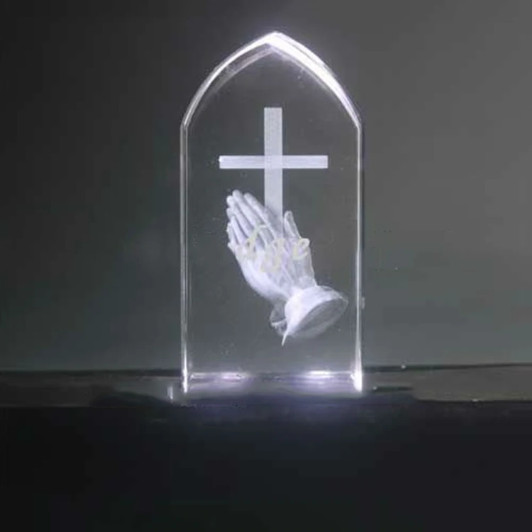 3d laser engrave Prayer hand crystal laser engraving cube laser crystal cube