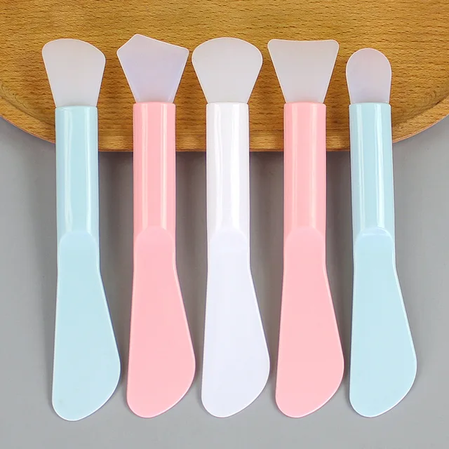 Double Head Silicone Brush Plate Scraper Mask Stick Soft Head Stirring Daubing Facial Scraper Makeup Tools