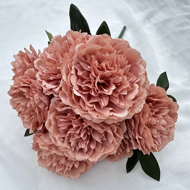 product meiyang 9 heads peony artificial silk peony flower arrangement for home interior decoration high quality  graduation-56