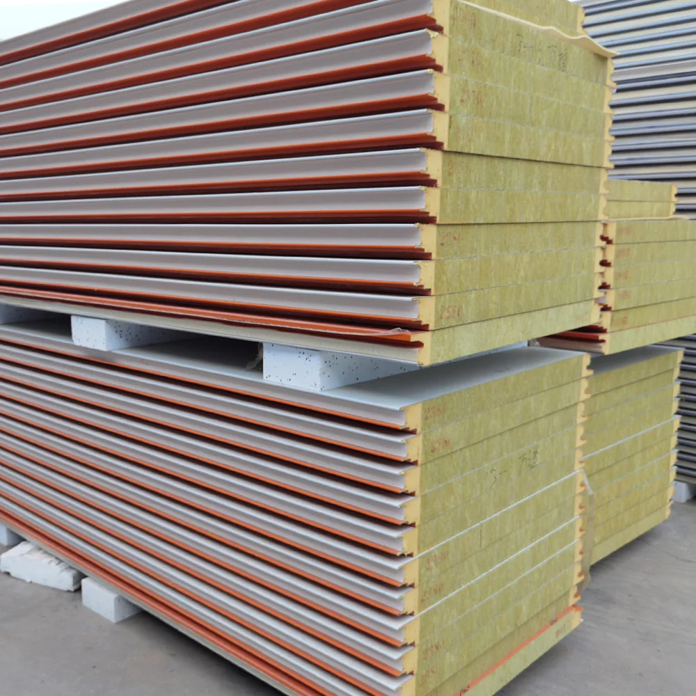 Fireproof Heat Preservation Sound Insulation Rock Wool Sandwich Panel Wall and Roof Sheet Rock Wool Board Clean Room Panels