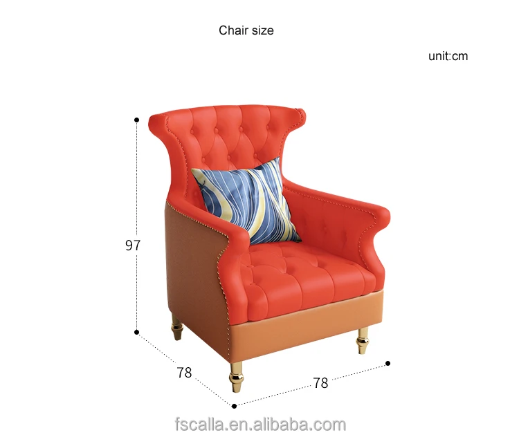 Modern Leisure Leather Single Seat Sofa Chair Luxury Hotel Home Living Room Relaxing