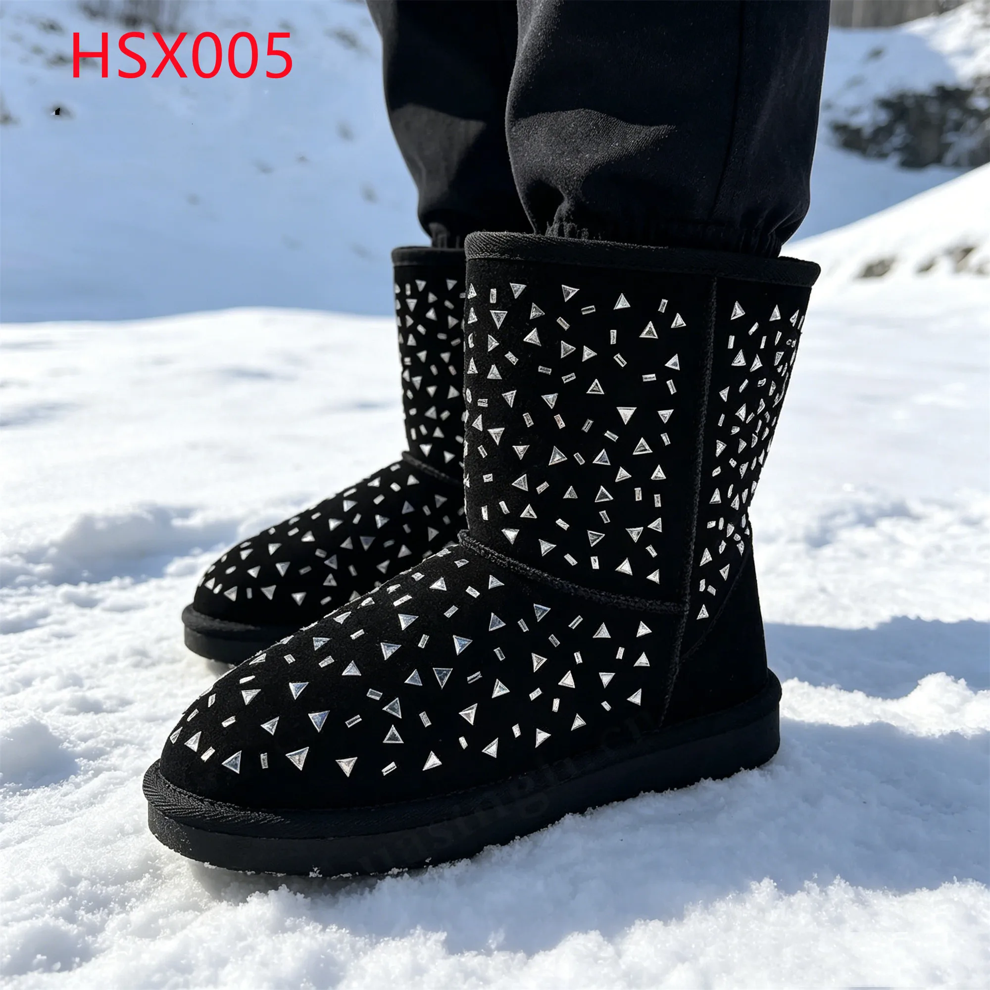 LXG,snowy Conditions Diamond Ornament Lady Snow Boots Christmas Market Prevents Cold Drafts Wool Lining Winter Boots HSX005