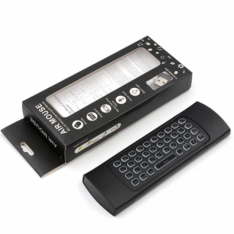 MX3 Мини Беспроводная светодиодная подсветка 2,4 ГГц Беспроводная Летающая мышь 81 клавиша Android MX3 клавиатура