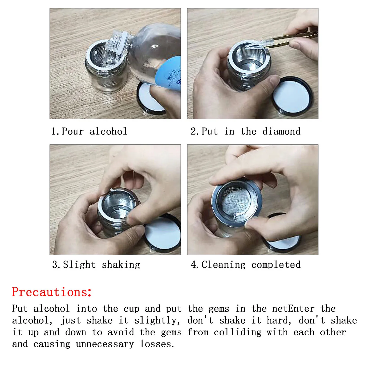 Manual Jewelry Cleaner Diamond Stone Washer Gemstone Cleaning Glass Bottles  Gold/Silver/Coin Alcohol Jewelry Tools Equipment