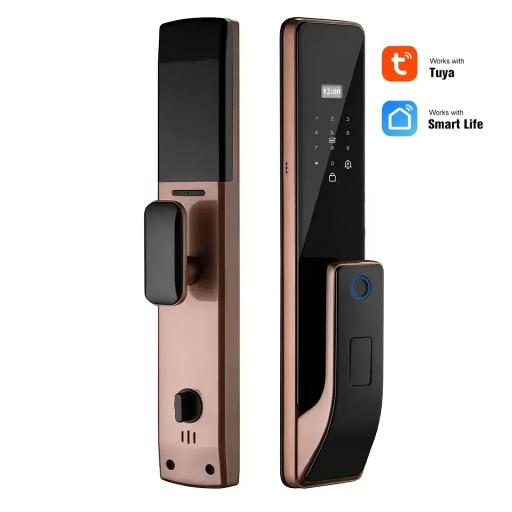 Smart Lock for Steel Doors Fingerprint WIFI App Aluminum Keyless Digital Door Handle Tuya Smart Lock Memory Card Cloud Data