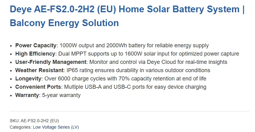 product stock promotion deye battery ess ae fs20 2h2 lifepo4 512v 40ah 2kwh ip65 protection all in one energy storage system-5