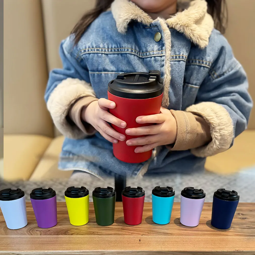 Available Now Resistant Non Slip Silicone Grip Travel Mug 350ml Vacuum Heated Coffee Cup with Leakproof Lid