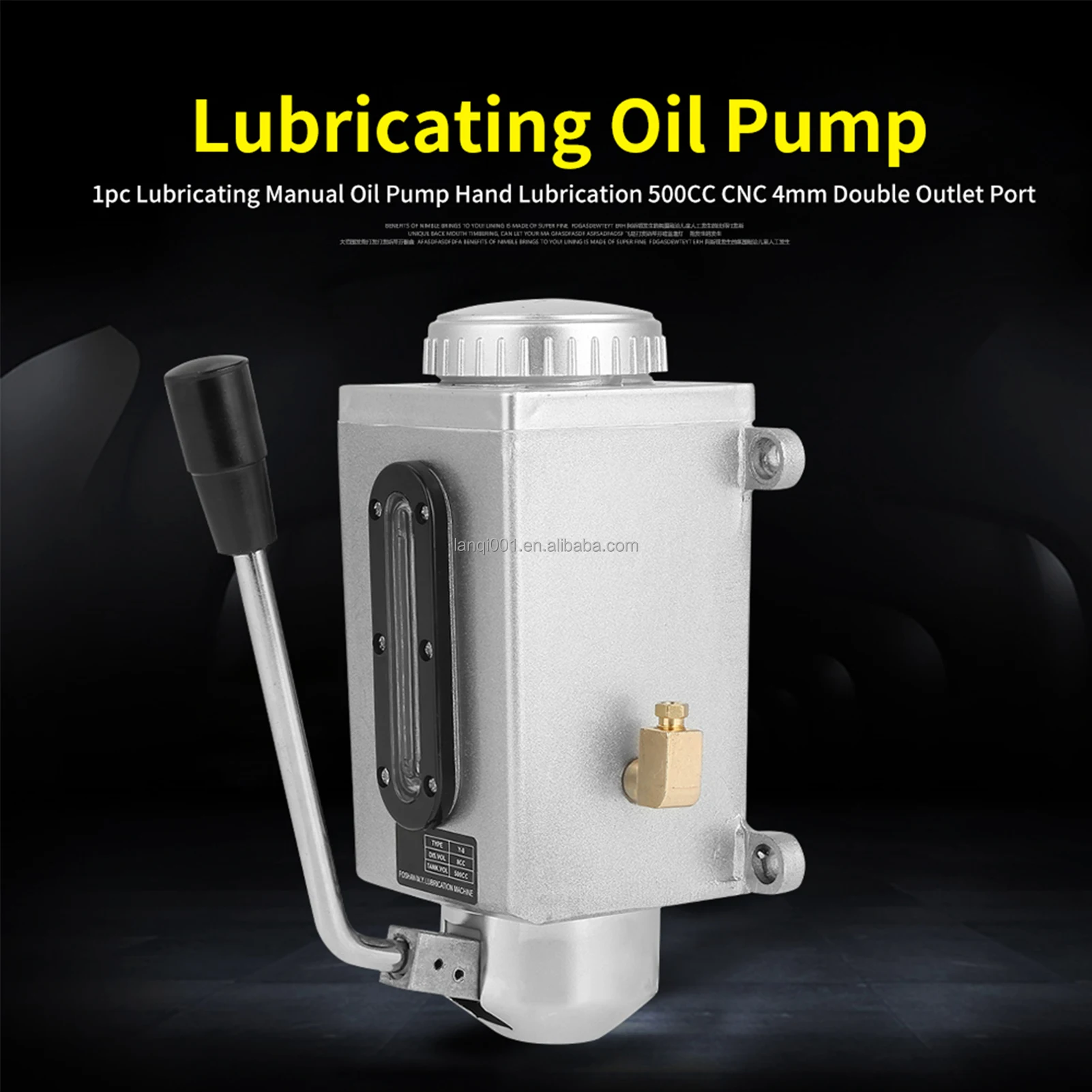 500CC CNC 4mm Oil Pump Y-8 Lubricating Oil Pump Metal Material Double Port Manual Pump Wear-resistant Side Vertical for Cutting Machines for Lathes 