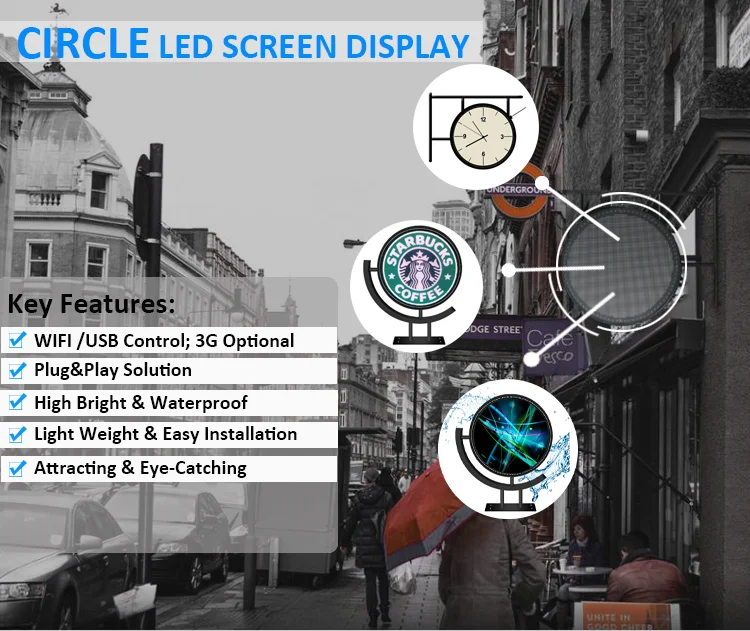 Round Button Network Display Dual Sided Digital Round Shape Circle Wifi Controller LED Logo Sign ...