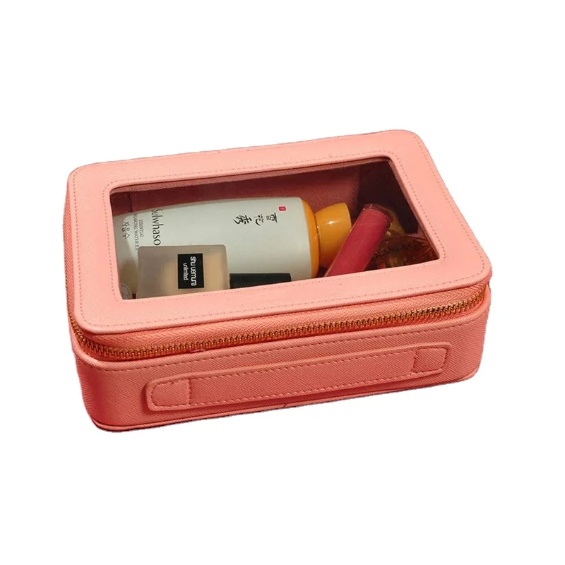 clear leather makeup bolsa