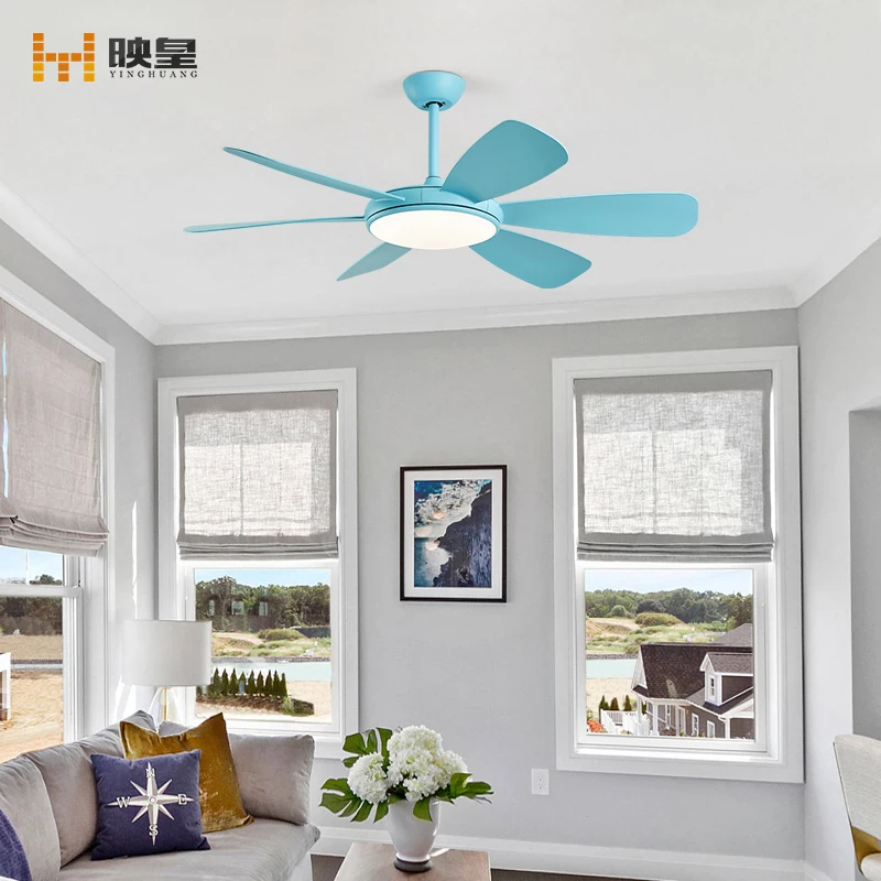 42/52 inches Remote 36w DC/AC ABS blade Retro Pink Blue Color Reversible Air Cooler Ceiling Fan with Light