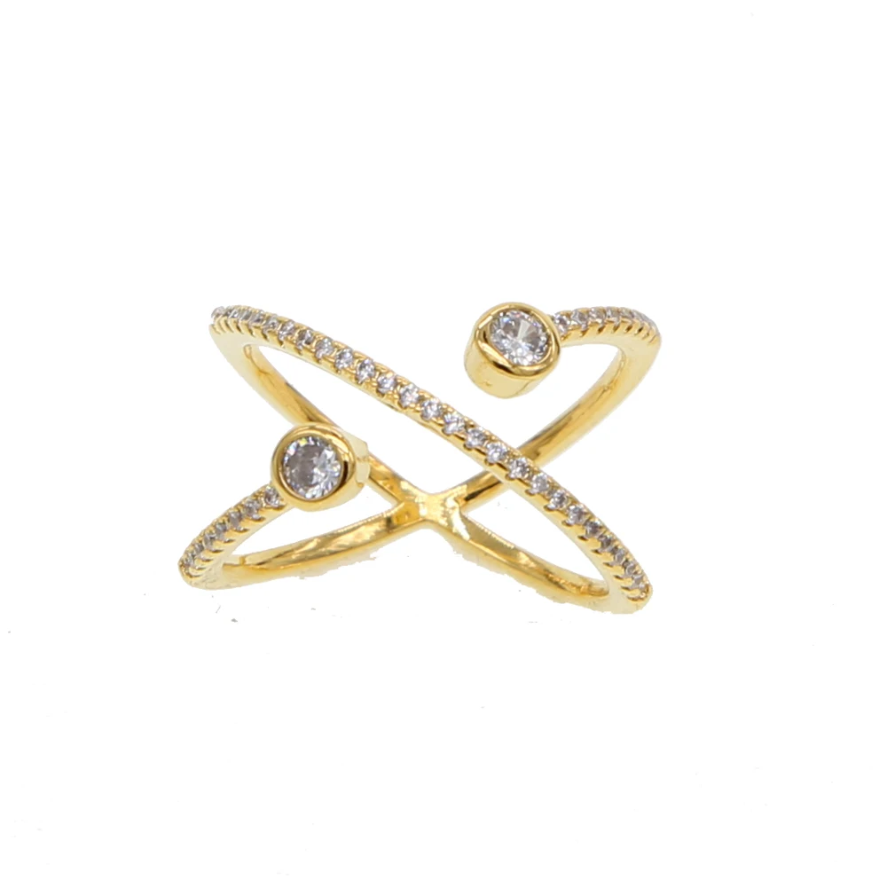 Promotion 2023 New Design Open Cross X Shape Gold Plated Women Full Finger Jewelry Pakistani Gold Ring Designs