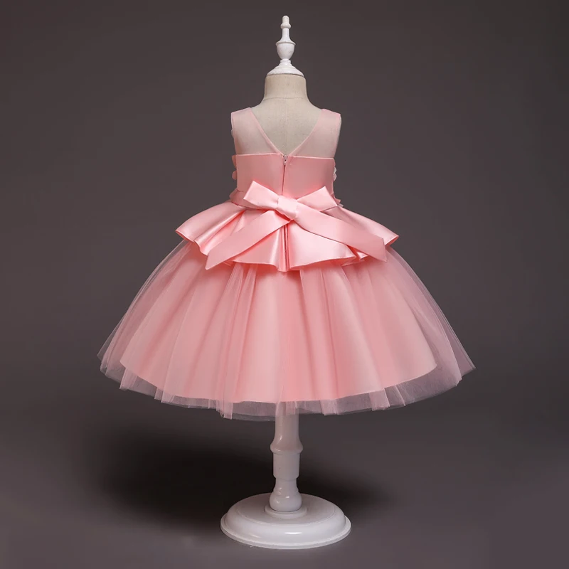 Детское газовое платье принцессы нарядное платье с аппликацией 1704