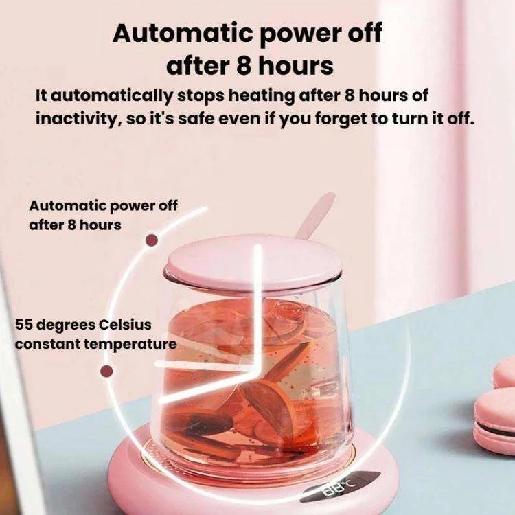 かわいいUSB給電式飲料保温コースター LED温度表示 恒温ヒーター お茶 ミルク ホットドリンク用 5