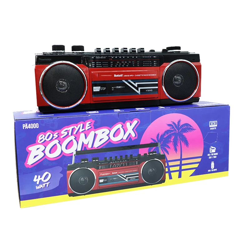 Radio Boombox Bluetooth Stereo Portatile Lettore Cassette