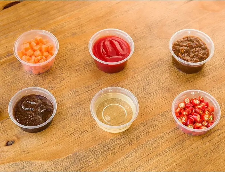 Amazon Top Seller 2021 Plastic Sauce Cup Small Seasoning cup takeaway soy cup with lid disposable sauce container