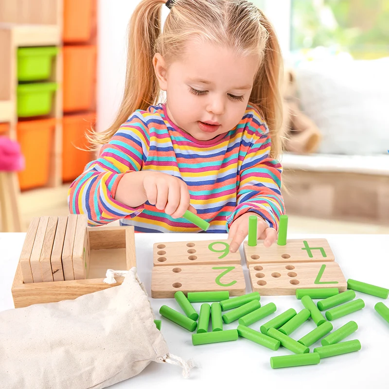 Hot Sale Wooden Number Math Learning Toy  Montessori Math Peg Board Counting Material Toys