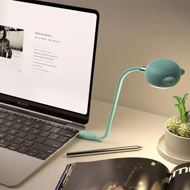 
 Светодиодная настольная лампа для ухода за глазами с USB-портом, USB-лампа с BT-динамиком для ноутбука  