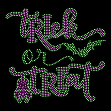 Trending Products 2025 Rhinestone Transfer Custom Halloween Trick Treat Rhinestone Transfers