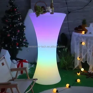 Hot Sale Modern Slim Waist Design Bar Table Wireless Rechargeable LED Lighting Cocktail Table for Home Living Room or Hotel