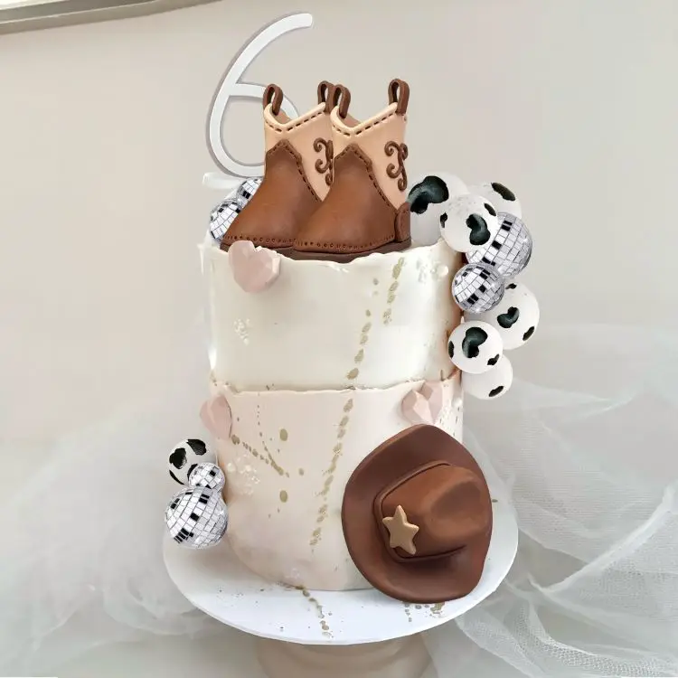 Cowboy Hat and Boot Cake Toppers Disco Ball Cake Topper Western Cowboy Cowgirl Birthday Baby Shower Party Favors