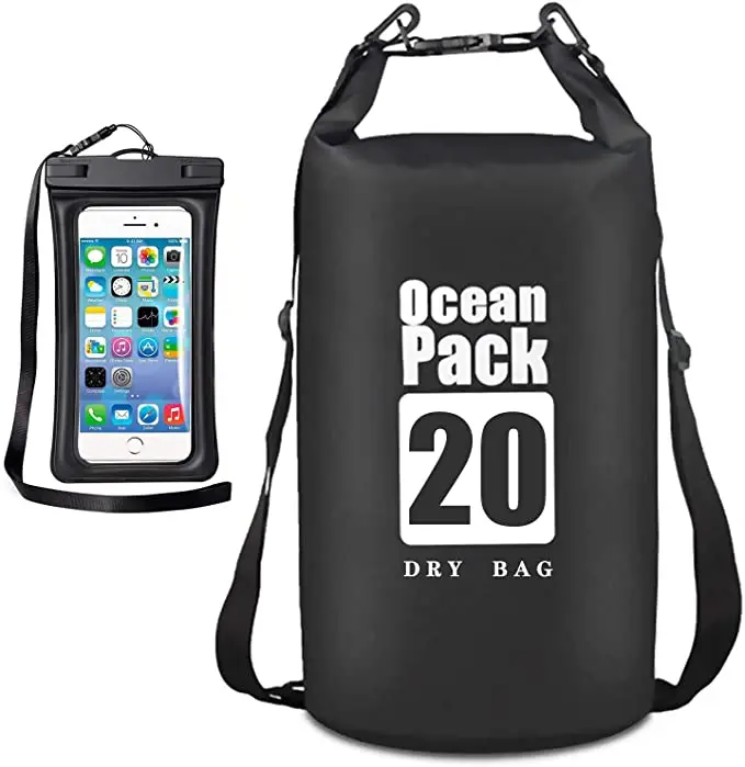 OLIFE Sac étanche Ultraléger 18L – Nylon 15D, Fermeture Roulée, Pour Kayak, Plage, Randonnée, Camping, Avec Housse De Rangement