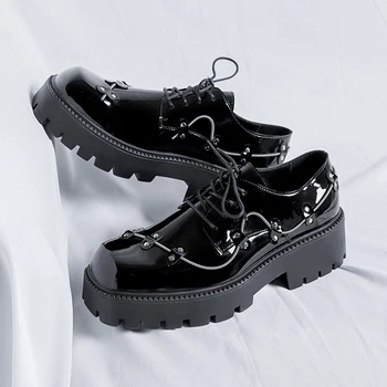 Men's Platform Derby Shoes Lace-up Front Shoes For Men Casual Walking Shoes